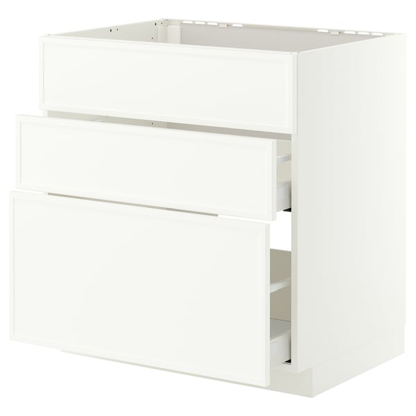 METOD / MAXIMERA Base cab f hob/int extractor w drw, white/Aspudden matt white, 80x60 cm
