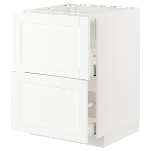White kitchen cabinet with drawers, part of the METOD system, sleek and modern design.