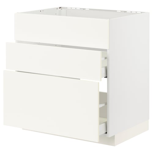White METOD kitchen unit with two drawers, modern design.