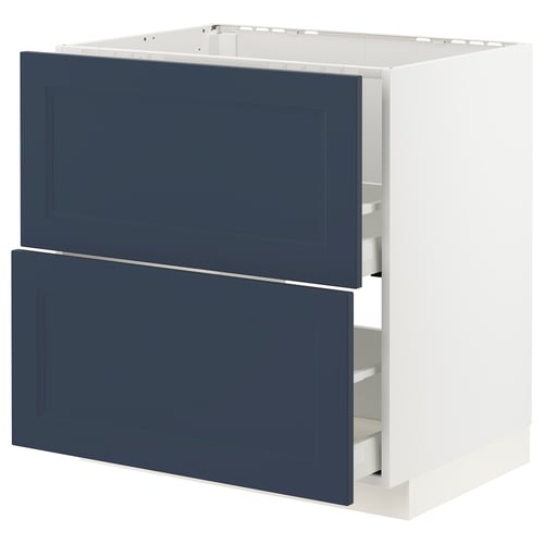 Ikea METOD kitchen unit with blue axstad drawers, rectangular shape, modern design.