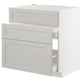 METOD / MAXIMERA Base cab f sink+3 fronts/2 drawers, white/Lerhyttan light grey, 80x60 cm