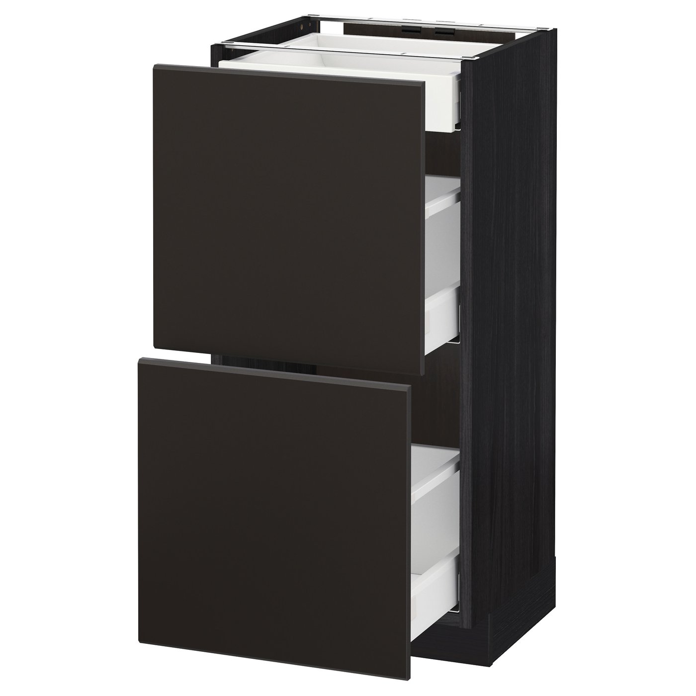 METOD/MAXIMERA Base cab with 2 fronts/3 drawers Black/kungsbacka