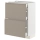 METOD / MAXIMERA Base cab with 2 fronts/3 drawers, white/Upplöv matt dark beige, 60x37 cm