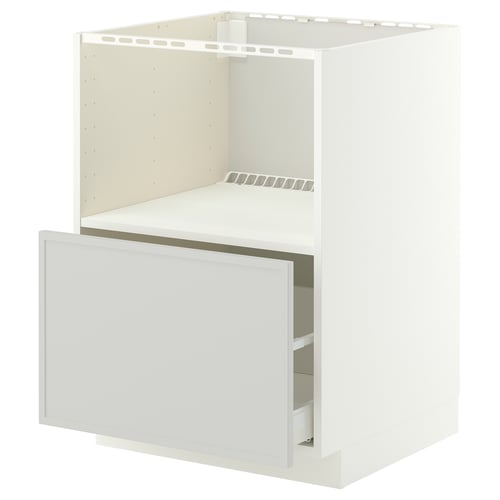METOD / MAXIMERA Base cabinet f built-in appliances, white/Aspudden light grey, 60x60 cm