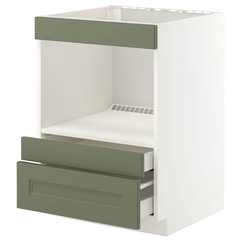 METOD / MAXIMERA Base cabinet f built-in appliances, white/Axstad grey-green, 60x60 cm