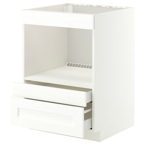 METOD / MAXIMERA Base cabinet f built-in appliances, white Enköping/white wood effect, 60x60 cm