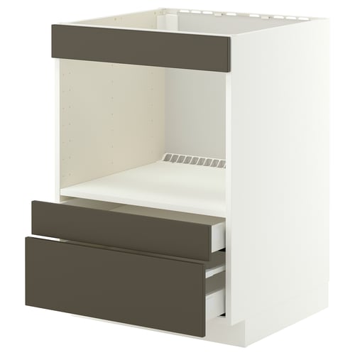METOD / MAXIMERA Base cabinet f built-in appliances, white/Havstorp brown-beige, 60x60 cm