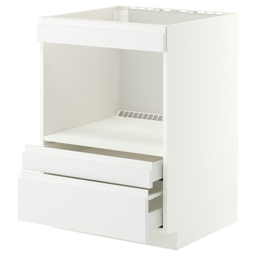 METOD / MAXIMERA Base cabinet f built-in appliances, white/Voxtorp matt white, 60x60 cm