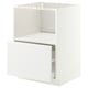 A white METOD kitchen cabinet with a single open drawer and a ventilated shelf above. It has a minimalist design with clean lines.