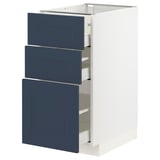 METOD / MAXIMERA Base cabinet with 3 drawers, white Axstad/matt blue, 40x60 cm