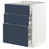 METOD / MAXIMERA Base cabinet with 3 drawers, white Axstad/matt blue, 60x60 cm