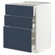 METOD / MAXIMERA Base cabinet with 3 drawers, white Axstad/matt blue, 60x60 cm