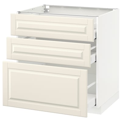 METOD / MAXIMERA Base cabinet with 3 drawers, white/Bodbyn off-white, 80x60 cm