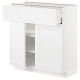 METOD / MAXIMERA Base cabinet with drawer/2 doors, white/Axstad matt white, 80x37 cm