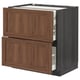 METOD / MAXIMERA Base cb 2 frnts/2 low/1 md/1 hi drw, black Enköping/brown walnut effect, 80x60 cm