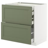 METOD / MAXIMERA Base cb 2 frnts/2 low/1 md/1 hi drw, white/Axstad grey-green, 80x60 cm