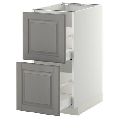 METOD / MAXIMERA Base cb 2 fronts/2 high drawers, white/Bodbyn grey, 40x60 cm