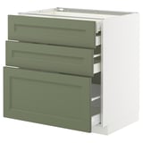 METOD / MAXIMERA Base cb 3 frnts/2 low/1 md/1 hi drw, white/Axstad grey-green, 80x60 cm