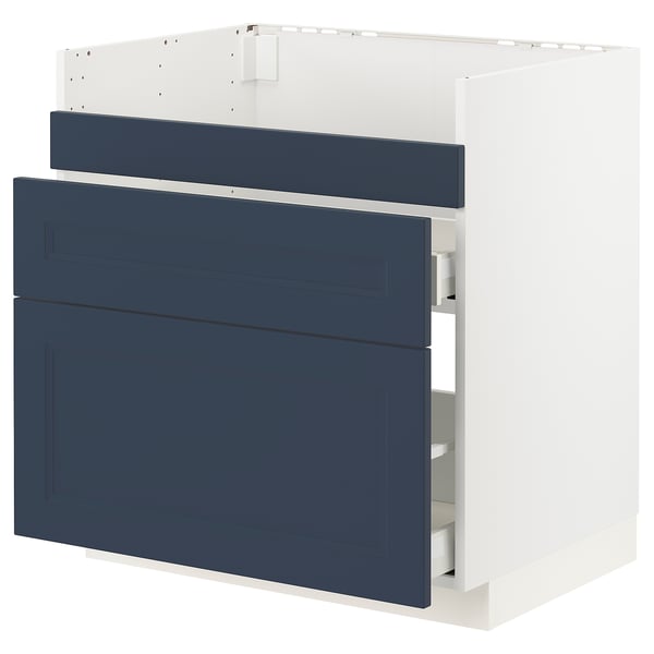 METOD / MAXIMERA Base cb f HAVSEN snk/3 frnts/2 drws, white Axstad/matt blue, 80x60 cm