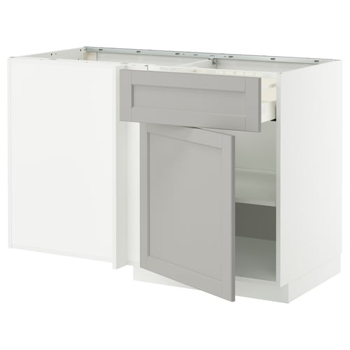 METOD kitchen unit, light grey, rectangular, bevelled edges, sturdy cabinet with open shelf, classic design.