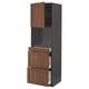METOD / MAXIMERA Hi cab f micro combi w door/3 drwrs, black Enköping/brown walnut effect, 60x60x200 cm
