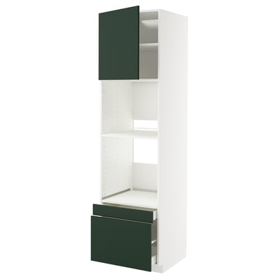 METOD / MAXIMERA Hi cab f ov/combi ov w dr/2 drwrs, white/Havstorp deep green, 60x60x220 cm