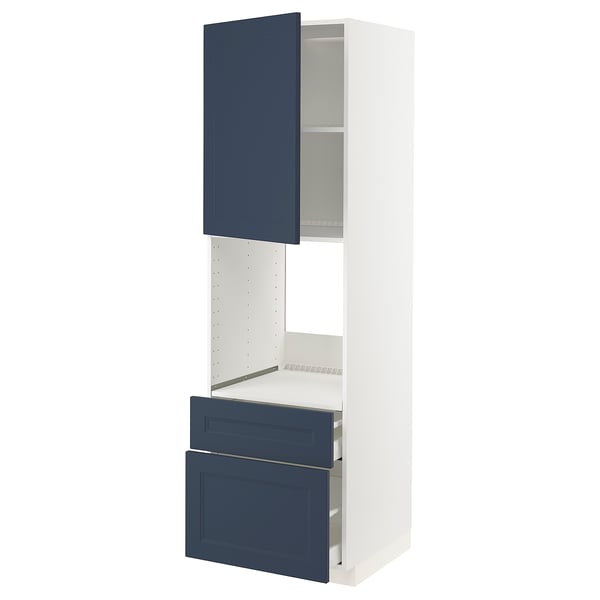 METOD / MAXIMERA Hi cab f ov w dr/2 frnt/1 m/1 h drw, white Axstad/matt blue, 60x60x200 cm
