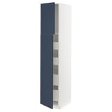METOD / MAXIMERA Hi cab w 2 doors/4 drawers, white Axstad/matt blue, 40x60x200 cm