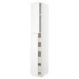 METOD / MAXIMERA Hi cab w 2 doors/4 drawers, white/Axstad matt white, 40x60x240 cm