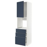 METOD / MAXIMERA High cab f oven w door/3 drawers, white Axstad/matt blue, 60x60x220 cm