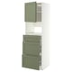 METOD / MAXIMERA High cabinet f built-in appliances, white/Axstad grey-green, 60x60x200 cm