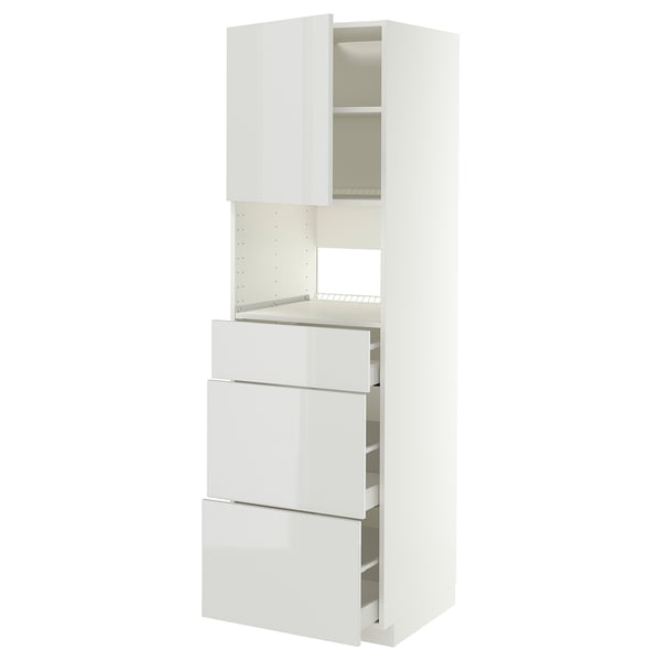 White IKEA METOD kitchen unit with 3 drawers and 1 cabinet, high-gloss finish.