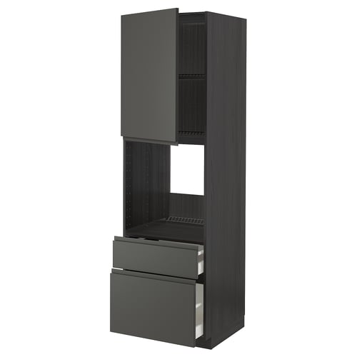 METOD: dark grey kitchen unit with drawers, shelves, and adjustable interiors.