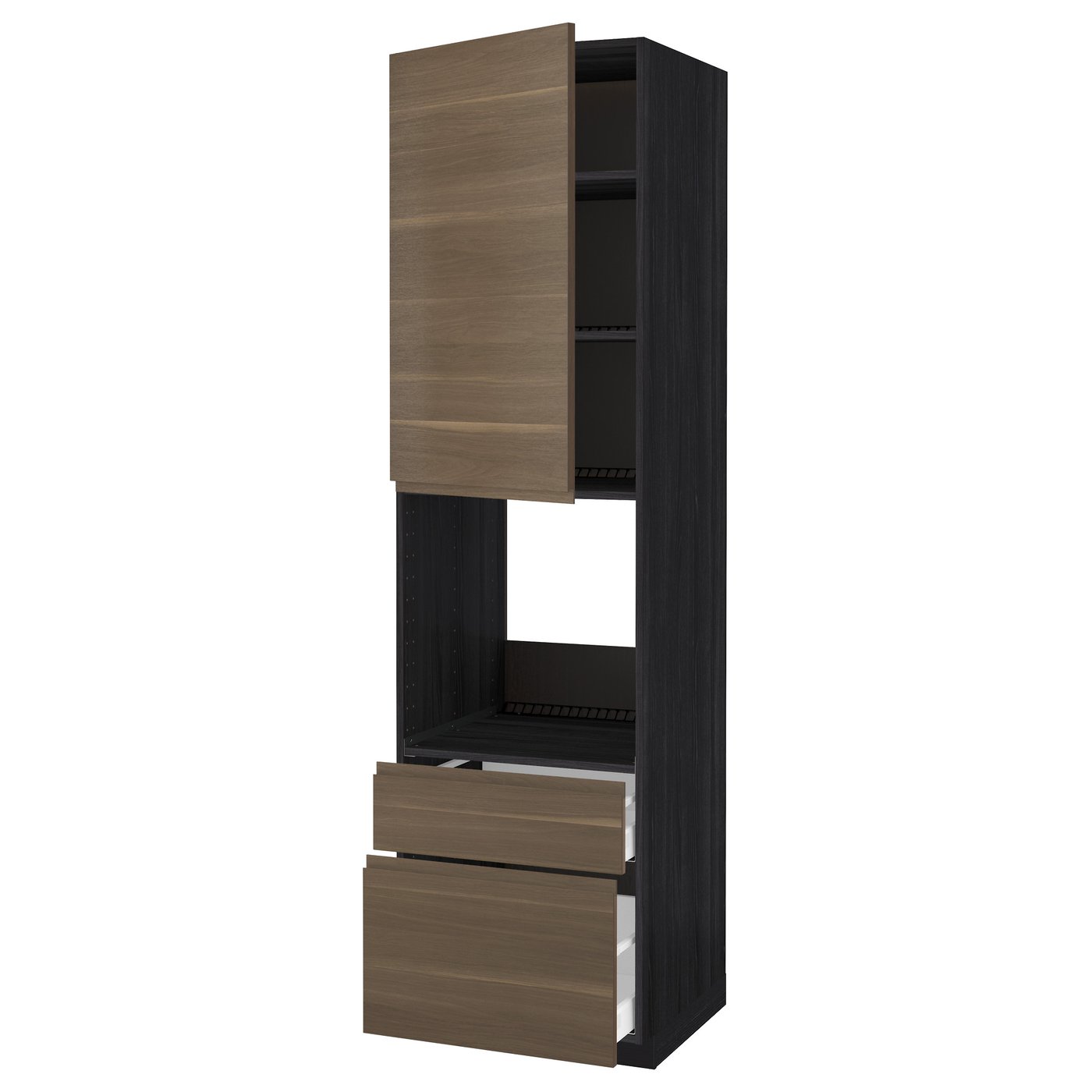 METOD / MAXIMERA black, Voxtorp walnut effect, High ...