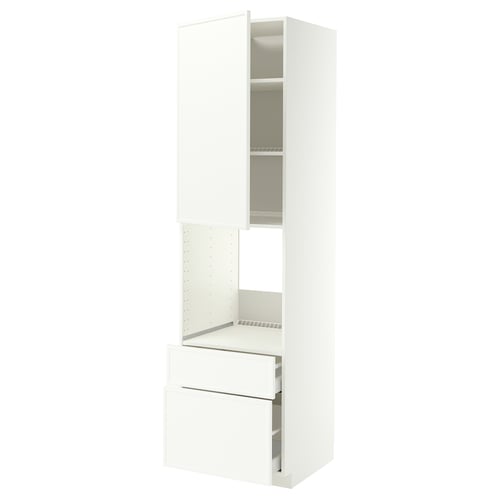 METOD / MAXIMERA High cabinet f oven+door/2 drawers, white/Aspudden matt white, 60x60x220 cm