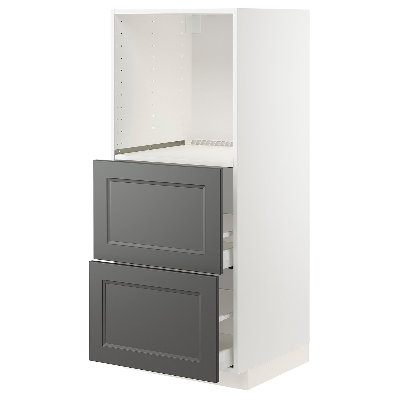 METOD / MAXIMERA High w 2 drawers for oven white, Axstad dark