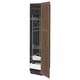 METOD / MAXIMERA High cabinet with cleaning interior, black Enköping/brown walnut effect, 40x60x200 cm