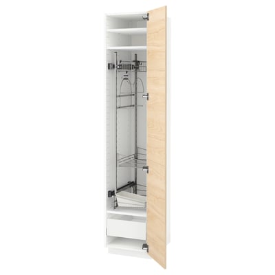 METOD / MAXIMERA High cabinet with cleaning interior, white/Askersund light ash effect, 40x60x200 cm