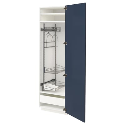 METOD / MAXIMERA High cabinet with cleaning interior, white Axstad/matt blue, 60x60x200 cm