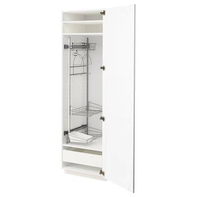 METOD / MAXIMERA High cabinet with cleaning interior, white Enköping/white wood effect, 60x60x200 cm
