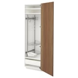 METOD / MAXIMERA High cabinet with cleaning interior, white/Tistorp brown walnut effect, 60x60x200 cm