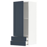 METOD / MAXIMERA Wall cabinet with door/2 drawers, white Axstad/matt blue, 40x100 cm