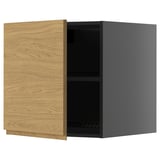 METOD Top cabinet for fridge/freezer, black-grey/Voxtorp oak effect, 60x60 cm
