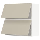 METOD Wall cab horizo 2 doors w push-open, white/Havstorp beige, 80x80 cm
