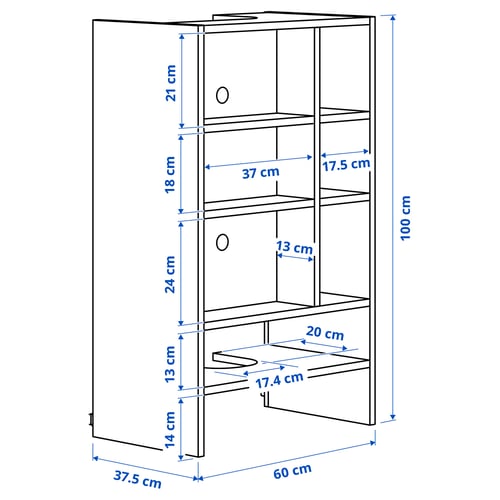 Illustration with measurements for the product: METOD.