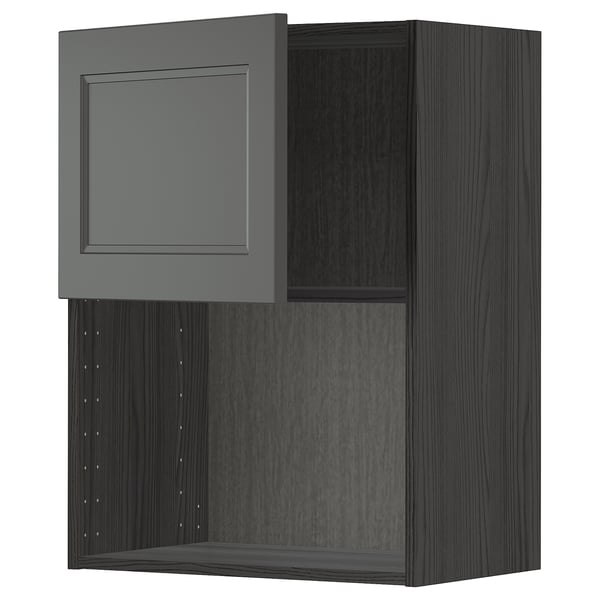 METOD wall for microwave oven, black/Axstad dark grey, 60x80 cm