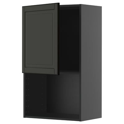METOD Wall cabinet for microwave oven, black-grey/Bodbyn black, 60x100 cm