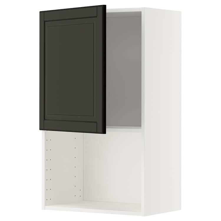 METOD wall cabinet for microwave oven, white/Bodbyn black, 60x100 cm ...