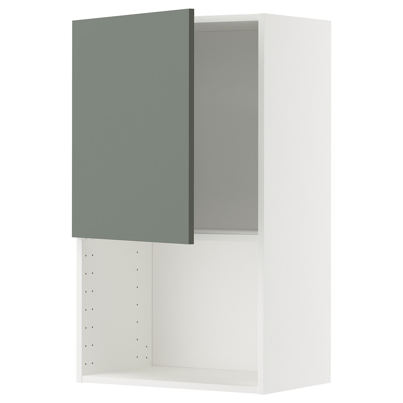 METOD wall cabinet for microwave oven, white/Nickebo matt grey-green ...