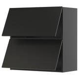 METOD Wall cabinet horizontal w 2 doors, black-grey/Nickebo matt anthracite, 80x80 cm